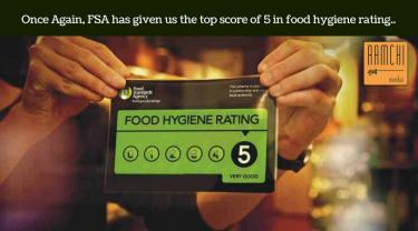 Once again, FSA has given us the top score of 5 in foodhygiene rating. Once again, FSA has given us the top score of 5 in foodhygiene rating.